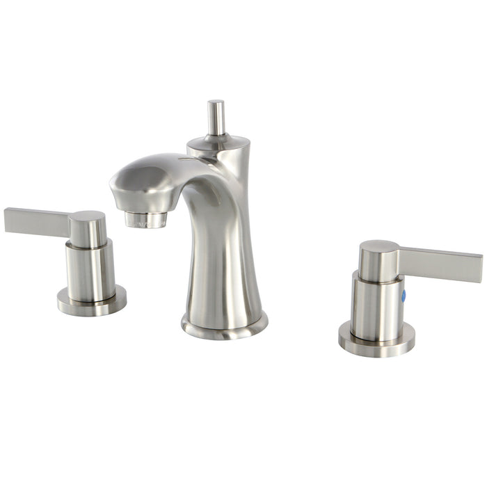 NuvoFusion KB7968NDL Two-Handle 3-Hole Deck Mount Widespread Bathroom Faucet with Plastic Pop-Up, Brushed Nickel