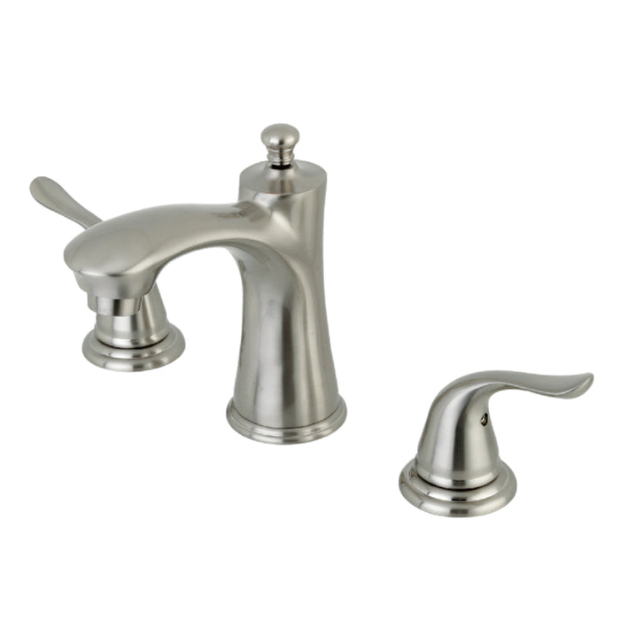 Yosemite KB7968YL Two-Handle 3-Hole Deck Mount Widespread Bathroom Faucet with Plastic Pop-Up, Brushed Nickel