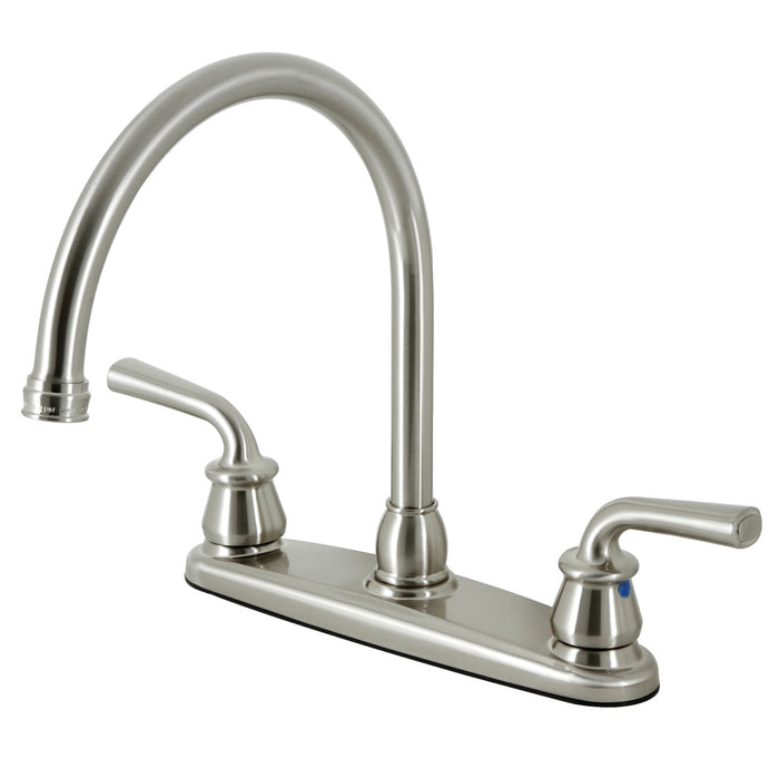 Kingston Tulare KB798RXLLS - Restoration Two-Handle 3-Hole 8" Centerset Kitchen Faucet, Brushed Nickel