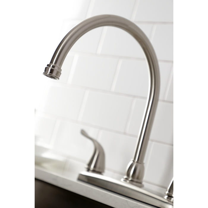 Kingston Tulare KB798YL - Yosemite Two-Handle 4-Hole 8" Centerset Kitchen Faucet with Side Sprayer, Brushed Nickel