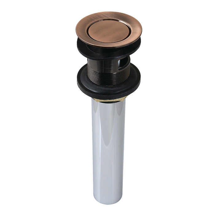 Kingston Trimscape KB810AC Brass Push Pop-Up Bathroom Sink Drain with Overflow, 22 Gauge, Antique Copper