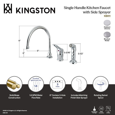 Kingston Brass Wyndham KB811 Single-Handle 3-Hole Widespread