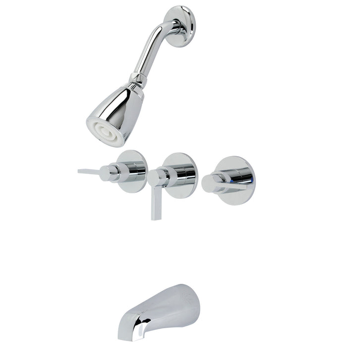 Kingston Sona KB8131NDL - NuvoFusion Triple-Handle Tub and Shower Faucet, Polished Chrome