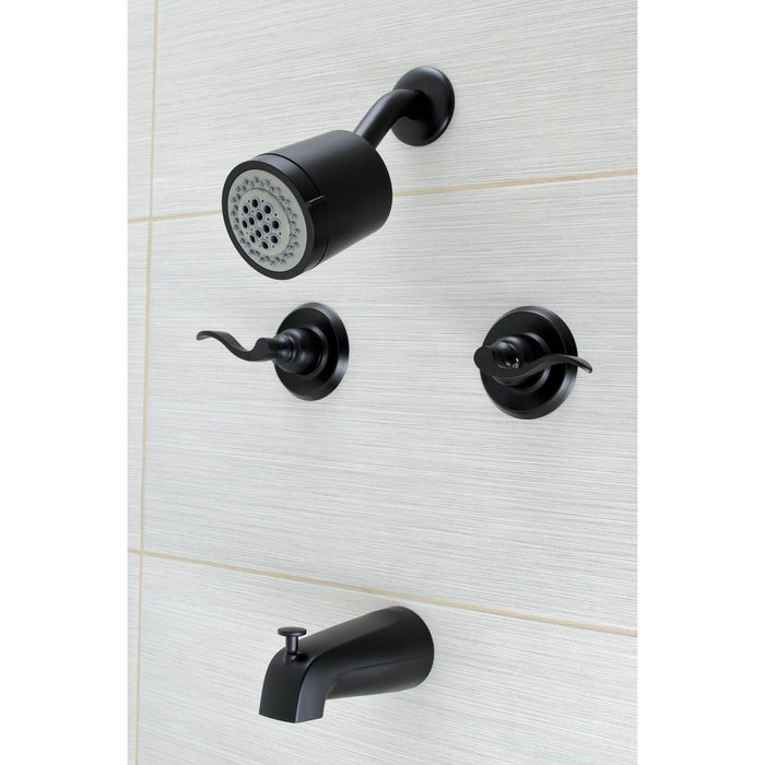 Kingston Tulare KB8240NFL - NuWave French Double-Handle Tub and Shower Faucet, Matte Black