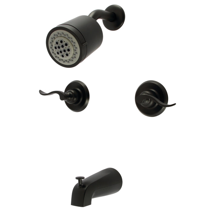 Kingston Tulare KB8240NFL - NuWave French Double-Handle Tub and Shower Faucet, Matte Black