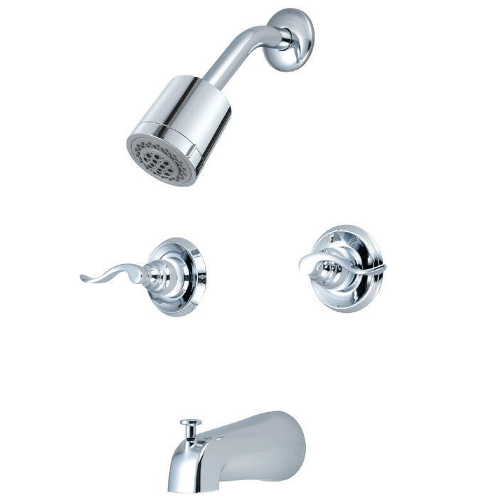 Kingston Tulare KB8241NFL - NuWave French Double-Handle Tub and Shower Faucet, Polished Chrome