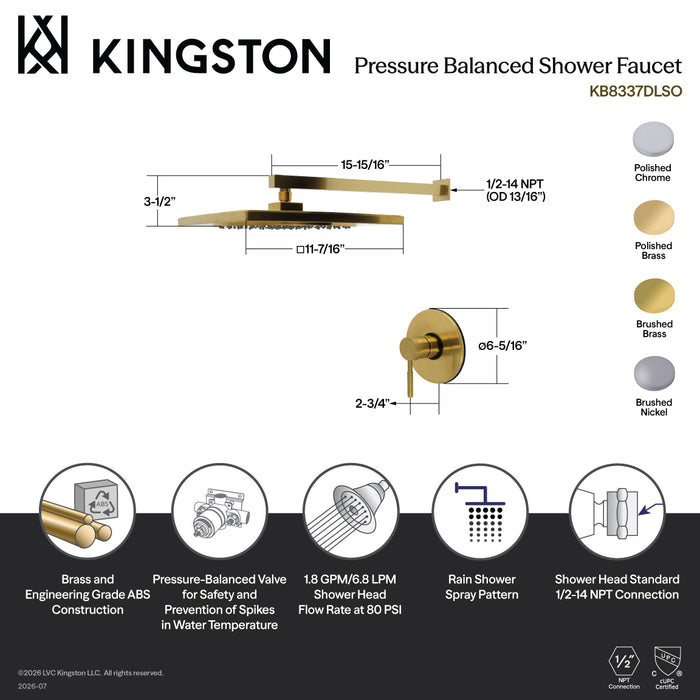 Kingston Concord KB8331DLSO Single-Handle Pressure Balanced Shower Faucet, Polished Chrome