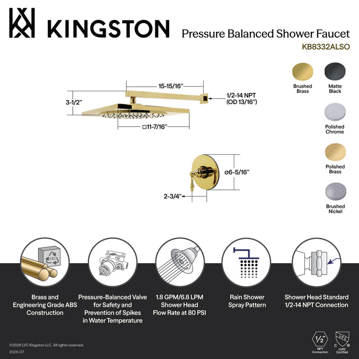 Kingston Restoration KB8332ALSO Single-Handle Pressure Balanced Shower Faucet, Polished Brass