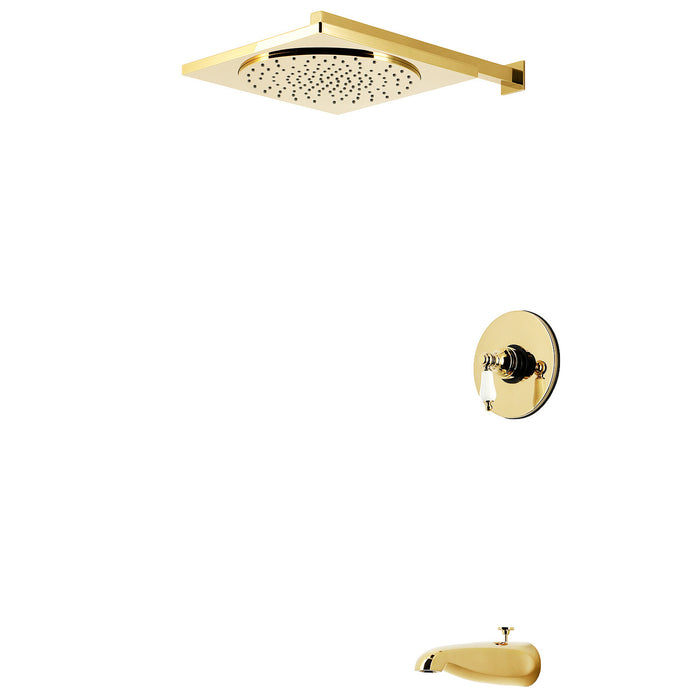 Kingston Victorian KB8332PL Single-Handle Pressure Balanced Tub and Shower Faucet, Polished Brass