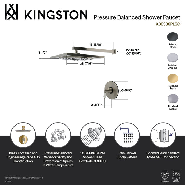 Kingston Victorian KB8332PLSO Single-Handle Pressure Balanced Shower Faucet, Polished Brass