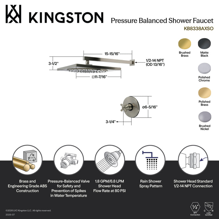 Kingston Restoration KB8337AXSO Single-Handle Pressure Balanced Shower Faucet, Brushed Brass