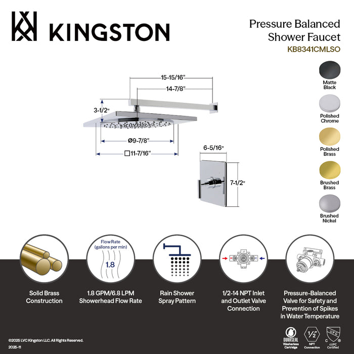 Kingston Sona KB8340CMLSO - Manhattan Single-Handle Pressure Balanced Shower Faucet, Matte Black