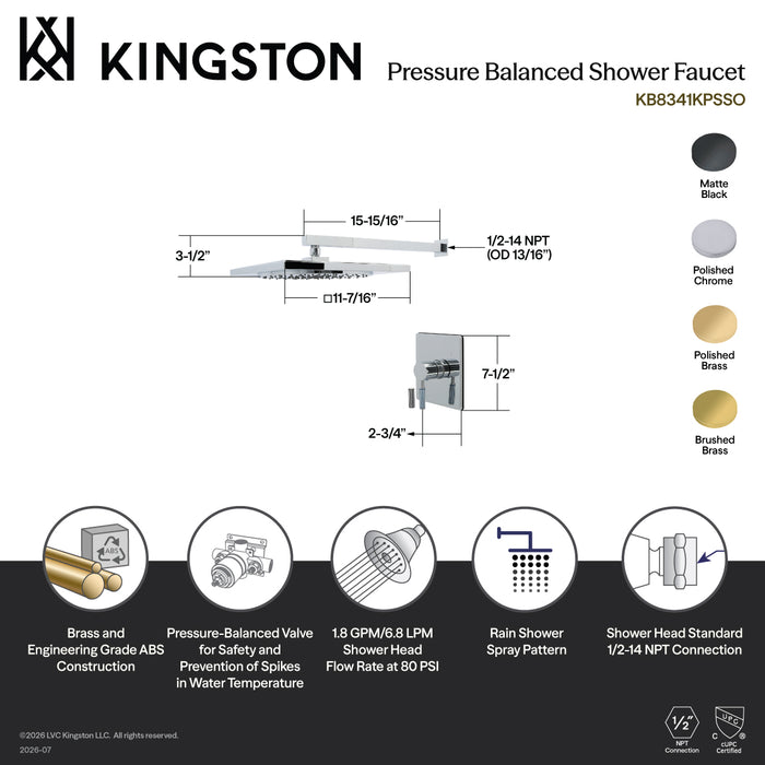 Kingston Verona KB8341KPSSO Single-Handle Pressure Balanced Shower Faucet, Polished Chrome