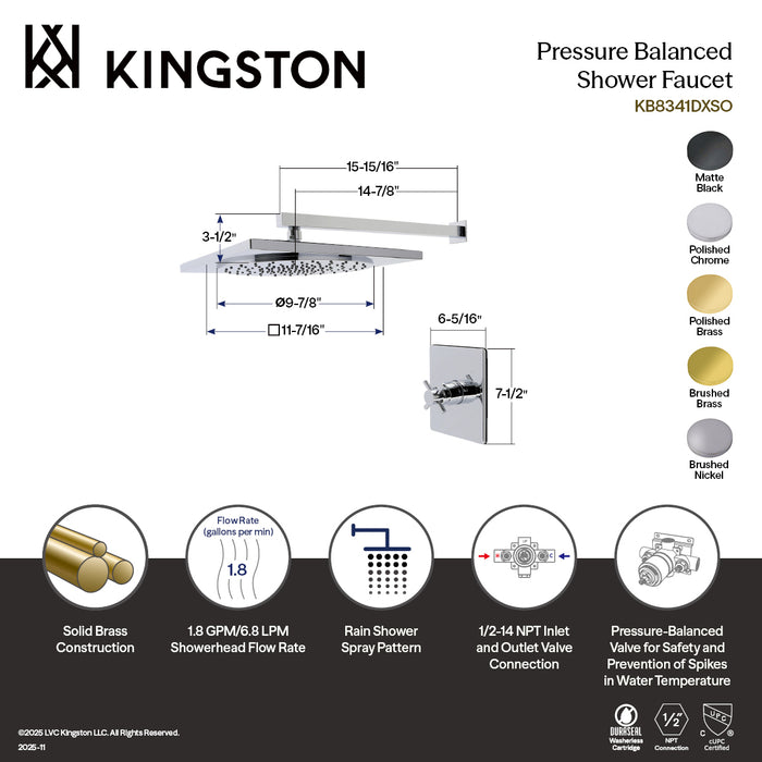 Kingston Sona KB8342DXSO - Concord Single-Handle Pressure Balanced Shower Faucet, Polished Brass
