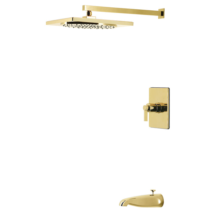 Kingston NuvoFusion KB8342NDL Single-Handle Pressure Balanced Tub and Shower Faucet, Polished Brass