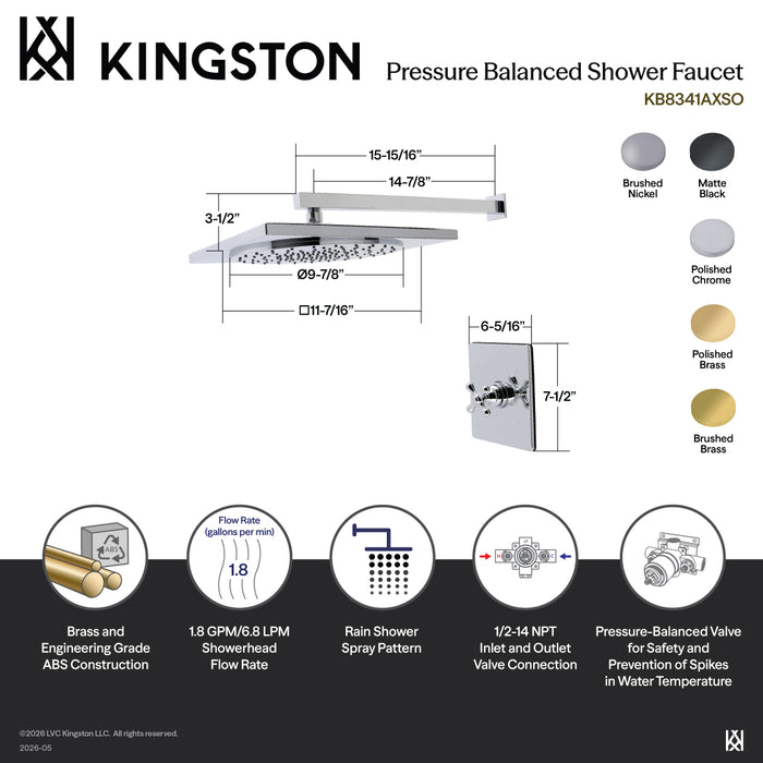 Kingston Sona KB8347AXSO - Restoration Single-Handle Pressure Balanced Shower Faucet, Brushed Brass