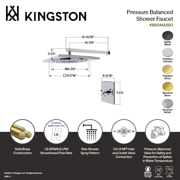 Kingston Sona KB8347AXSO - Restoration Single-Handle Pressure Balanced Shower Faucet, Brushed Brass