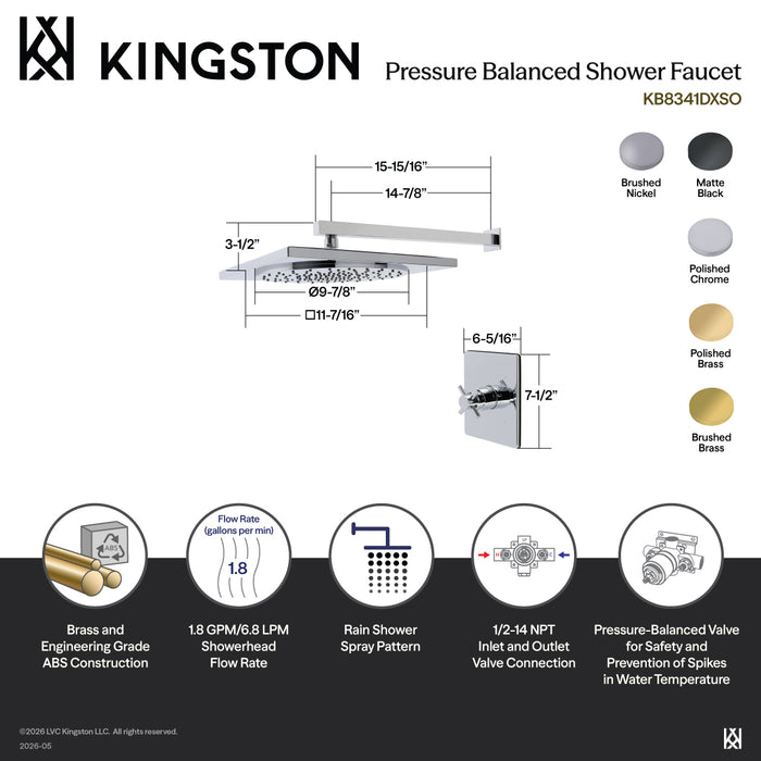 Kingston Sona KB8347DXSO - Concord Single-Handle Pressure Balanced Shower Faucet, Brushed Brass