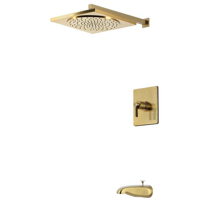 Kingston NuvoFusion KB8347NDL Single-Handle Pressure Balanced Tub and Shower Faucet, Brushed Brass