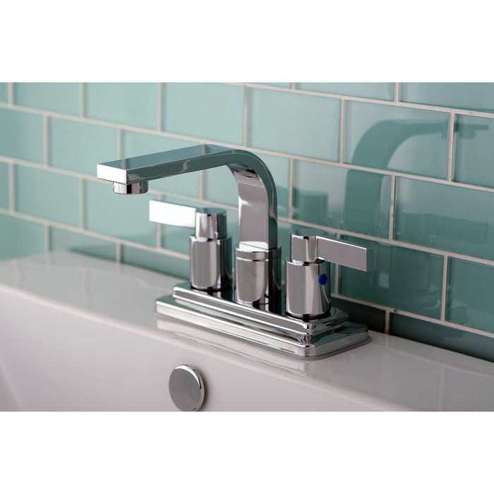 Kingston Sona KB8461NDL - NuvoFusion Double-Handle 3-Hole Deck Mount 4-Inch Centerset Bathroom Faucet with Push-Up Pop-Up, Polished Chrome