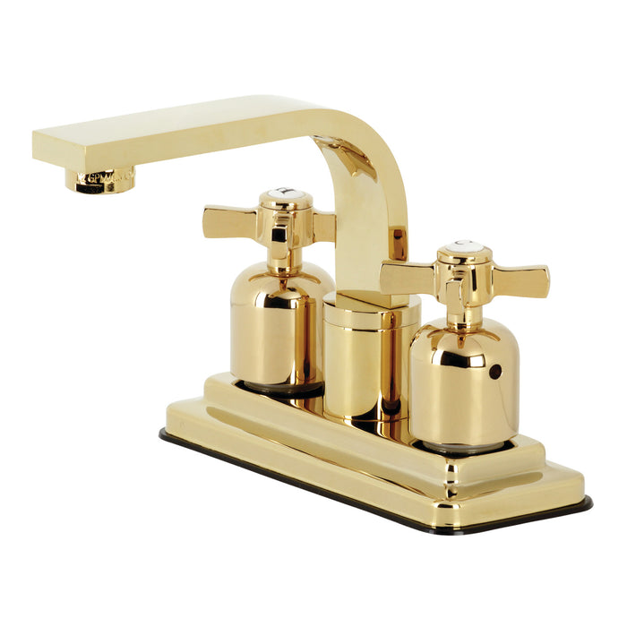 Kingston Sona KB8462ZX - Millennium Double-Handle 3-Hole Deck Mount 4-Inch Centerset Bathroom Faucet with Push-Up Pop-Up, Polished Brass
