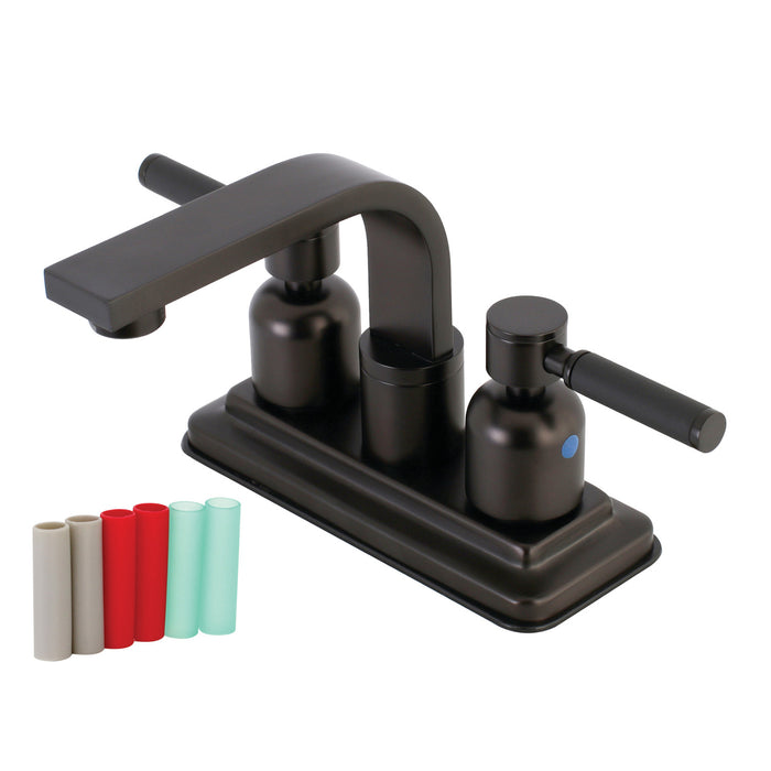 Kingston Kaiser KB8465DKL Double-Handle 3-Hole Deck Mount 4-Inch Centerset Bathroom Faucet with Push-Up Pop-Up, Oil Rubbed Bronze