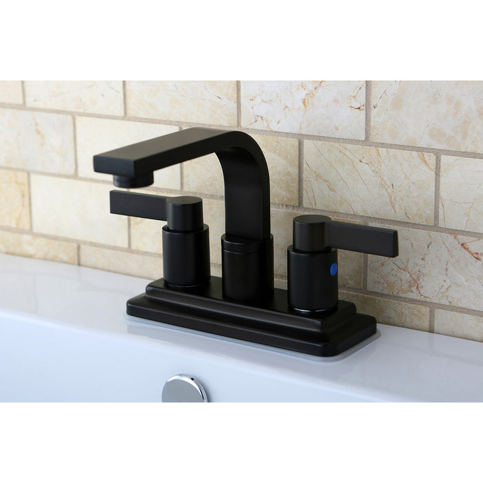 NuvoFusion KB8465NDL Two-Handle 2-Hole Deck Mount 4" Centerset Bathroom Faucet with Push Pop-Up, Oil Rubbed Bronze