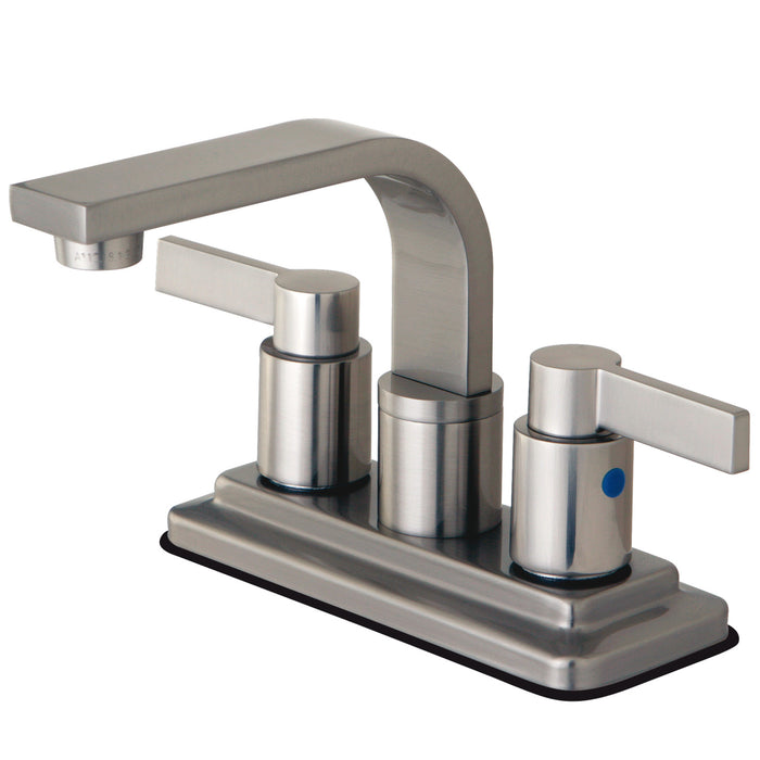 NuvoFusion KB8468NDL Two-Handle 2-Hole Deck Mount 4" Centerset Bathroom Faucet with Push Pop-Up, Brushed Nickel