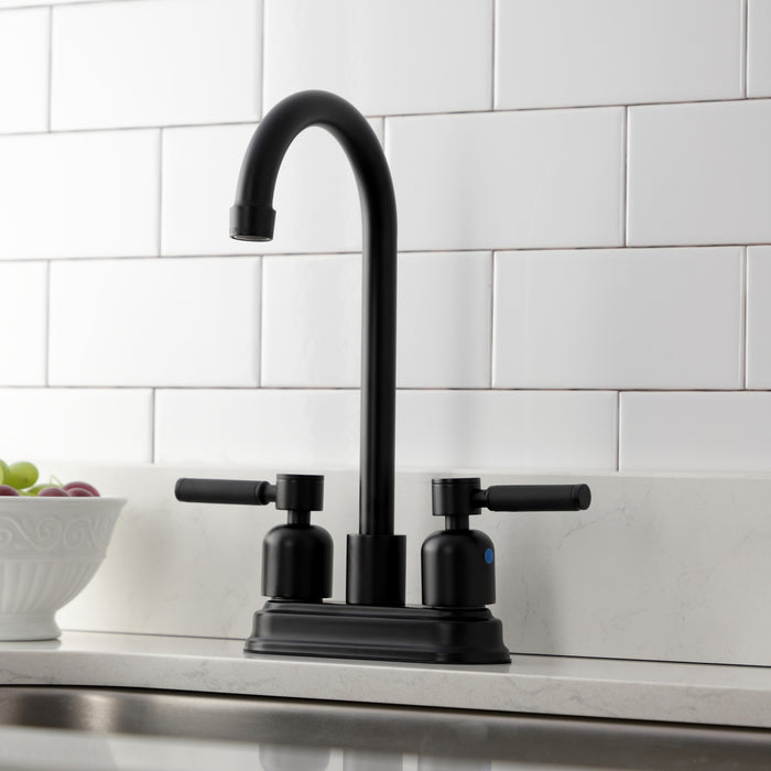 Kingston Tulare KB8490DKL - Kaiser Two-Handle 2-Hole Deck Mount Bar Faucet, Matte Black