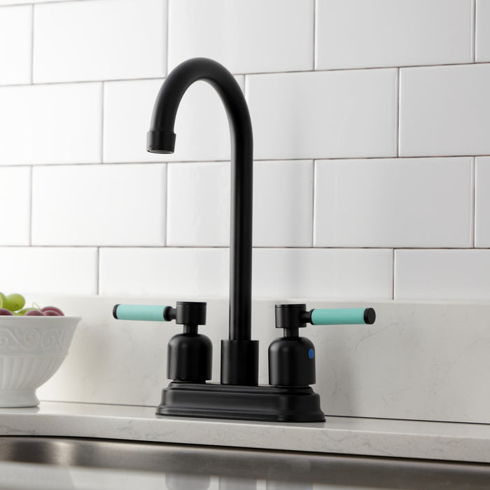 Kingston Tulare KB8490DKL - Kaiser Two-Handle 2-Hole Deck Mount Bar Faucet, Matte Black