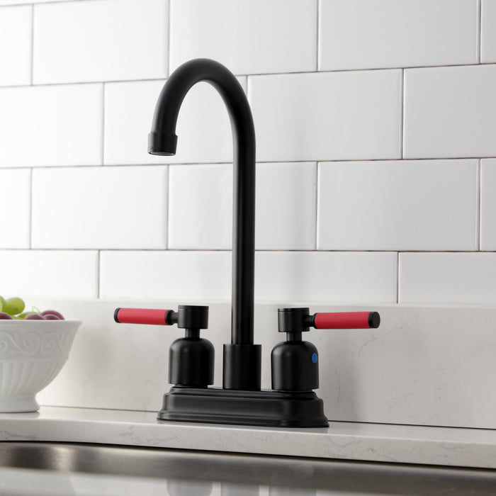 Kingston Tulare KB8490DKL - Kaiser Two-Handle 2-Hole Deck Mount Bar Faucet, Matte Black