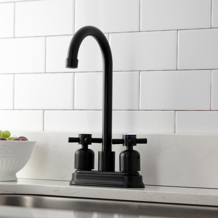 Kingston Tulare KB8490DX - Concord Two-Handle 2-Hole Deck Mount Bar Faucet, Matte Black