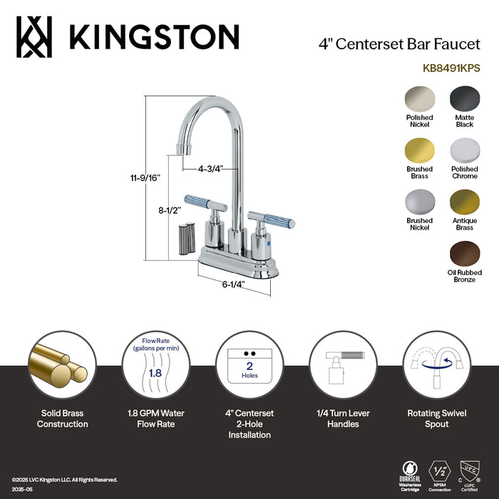 Kingston Sona KB8490KPS - Verona Double-Handle 4-Inch Centerset Bar Faucet, Matte Black