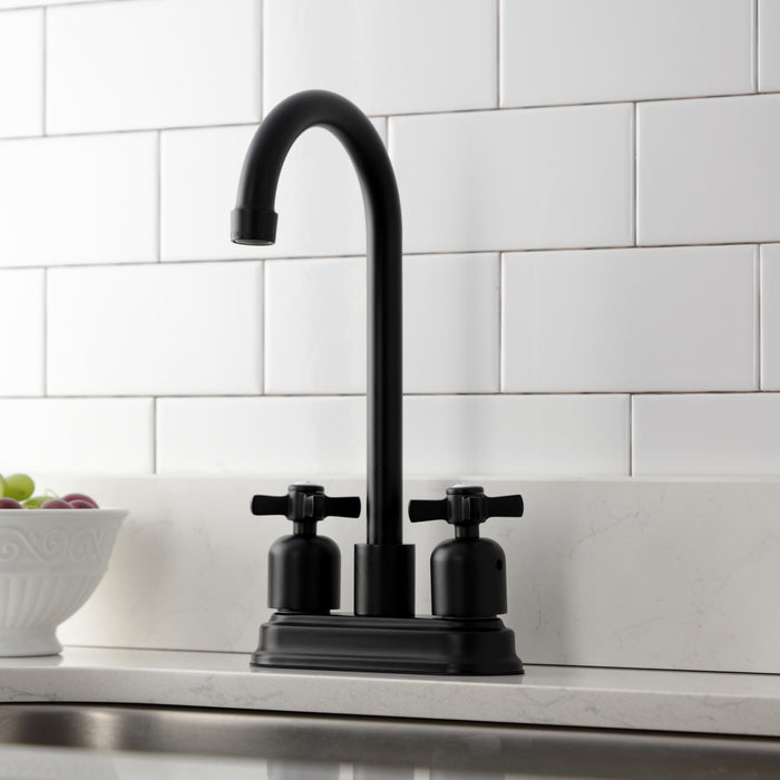 Kingston Tulare KB8490ZX - Millennium Two-Handle 2-Hole Deck Mount Bar Faucet, Matte Black