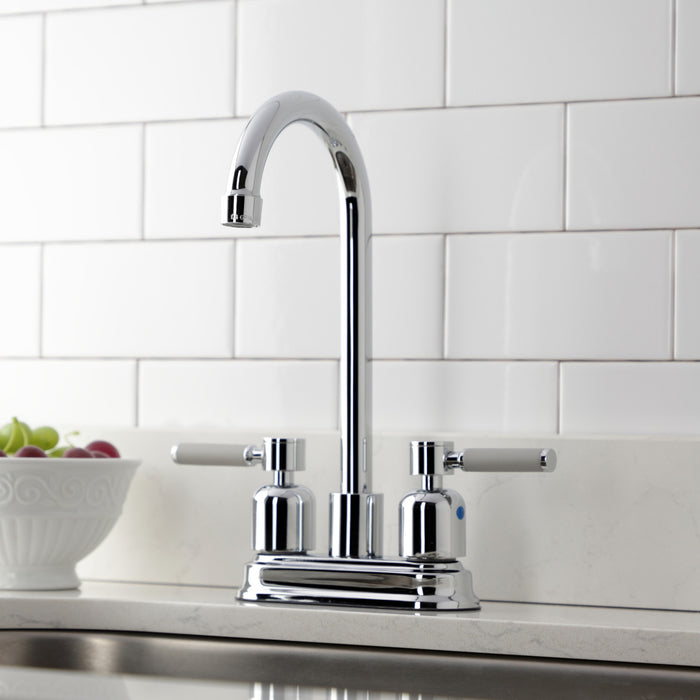 Kingston Tulare KB8491DKL - Kaiser Two-Handle 2-Hole Deck Mount Bar Faucet, Polished Chrome