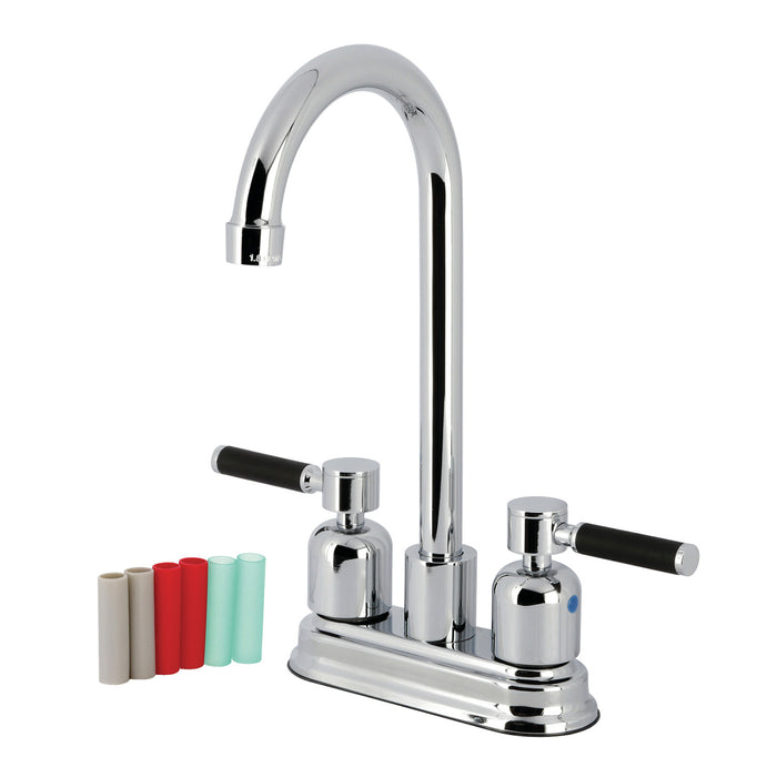 Kingston Tulare KB8491DKL - Kaiser Two-Handle 2-Hole Deck Mount Bar Faucet, Polished Chrome