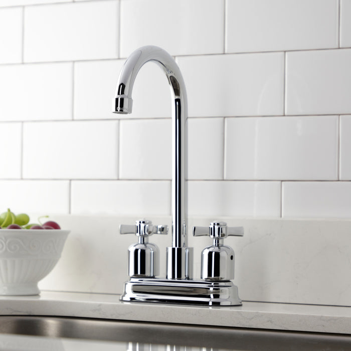 Kingston Tulare KB8491ZX - Millennium Two-Handle 2-Hole Deck Mount Bar Faucet, Polished Chrome