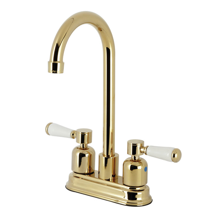 Kingston Tulare KB8492DPL - Paris Two-Handle 2-Hole Deck Mount Bar Faucet, Polished Brass