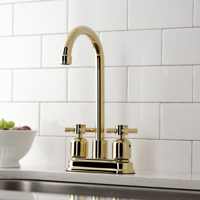 Kingston Tulare KB8492DX - Concord Two-Handle 2-Hole Deck Mount Bar Faucet, Polished Brass