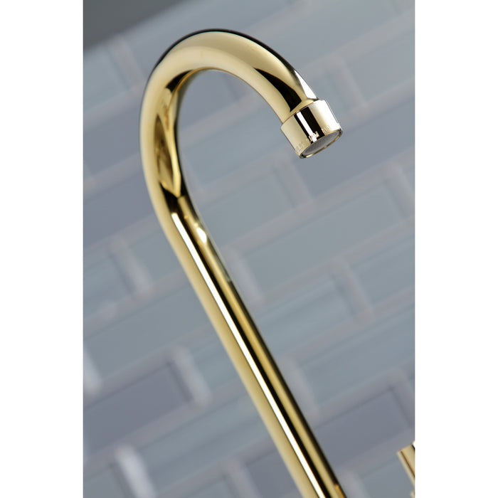 Kingston Tulare KB8492NDL - NuvoFusion Two-Handle 2-Hole Deck Mount Bar Faucet, Polished Brass