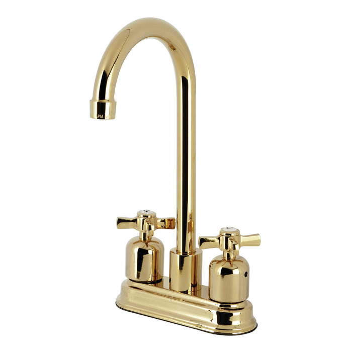 Kingston Tulare KB8492ZX - Millennium Two-Handle 2-Hole Deck Mount Bar Faucet, Polished Brass