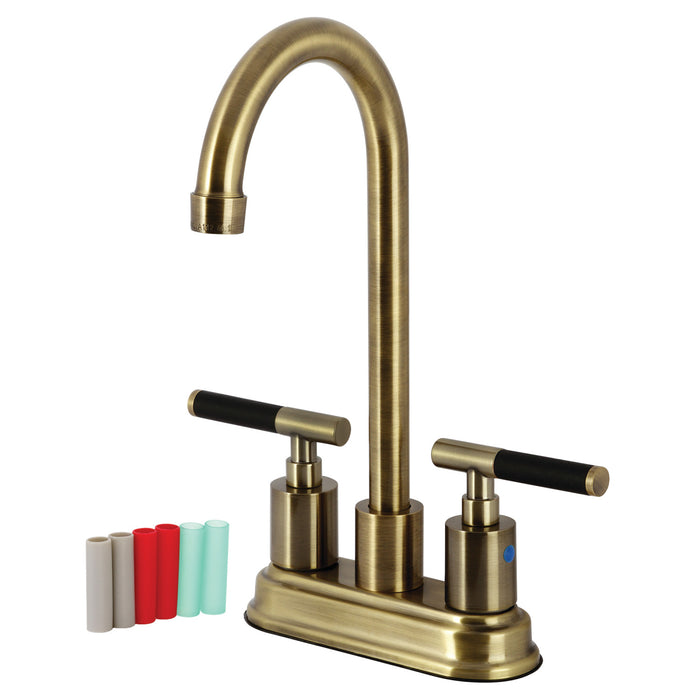 Kingston Tulare KB8493CKL - Kaiser Two-Handle 2-Hole Deck Mount Bar Faucet, Antique Brass