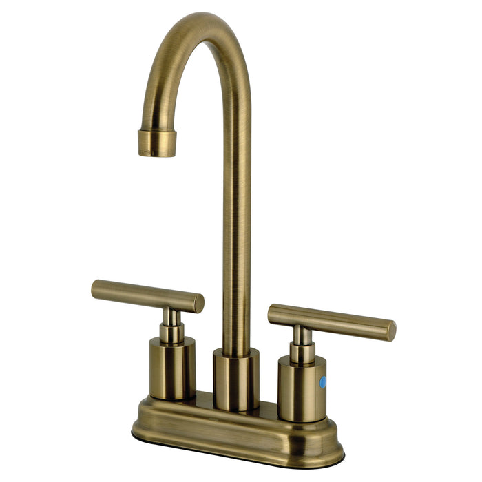 Kingston Sona KB8493CML - Manhattan Two-Handle 2-Hole Deck Mount Bar Faucet, Antique Brass