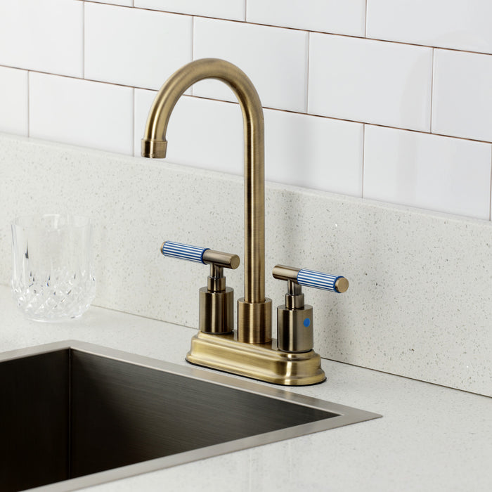 Kingston Sona KB8493KPS - Verona Double-Handle 4-Inch Centerset Bar Faucet, Antique Brass