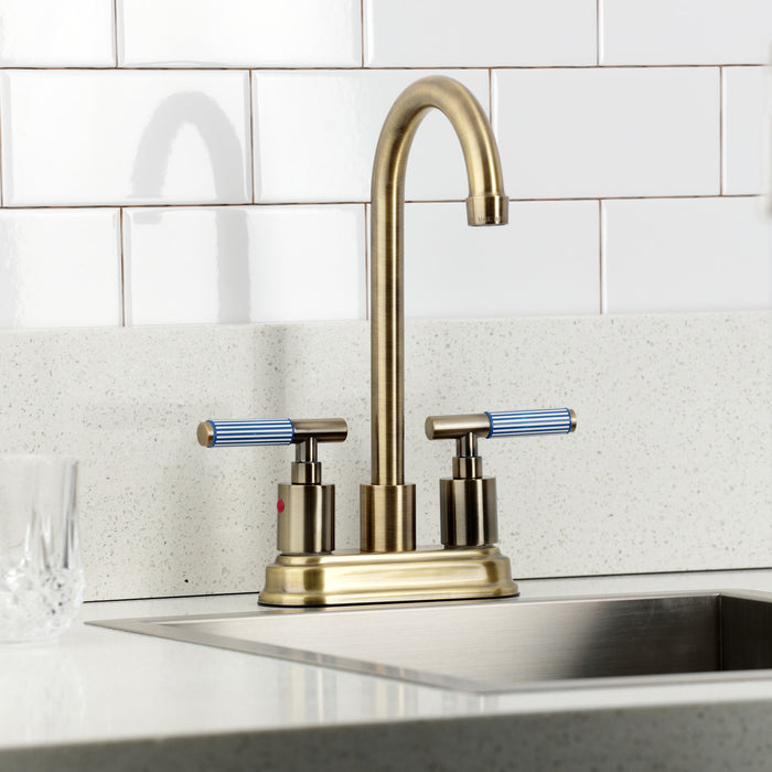 Kingston Sona KB8493KPS - Verona Double-Handle 4-Inch Centerset Bar Faucet, Antique Brass
