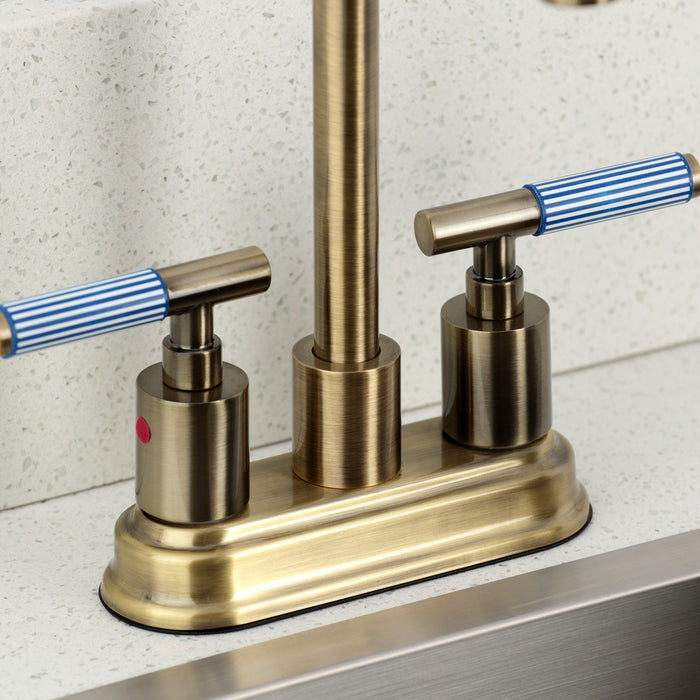 Kingston Sona KB8493KPS - Verona Double-Handle 4-Inch Centerset Bar Faucet, Antique Brass