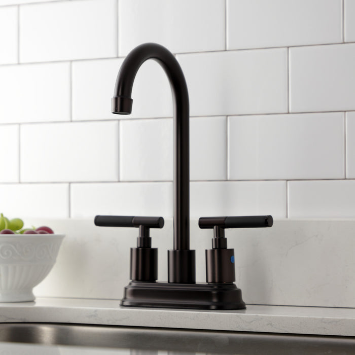 Kingston Tulare KB8495CKL - Kaiser Two-Handle 2-Hole Deck Mount Bar Faucet, Oil Rubbed Bronze