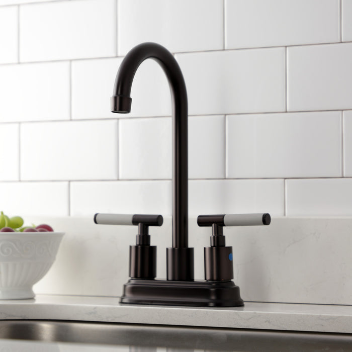 Kingston Tulare KB8495CKL - Kaiser Two-Handle 2-Hole Deck Mount Bar Faucet, Oil Rubbed Bronze