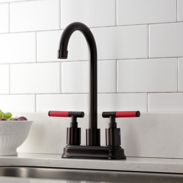 Kingston Tulare KB8495CKL - Kaiser Two-Handle 2-Hole Deck Mount Bar Faucet, Oil Rubbed Bronze