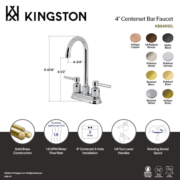 Kingston Tulare KB8495DL - Concord Two-Handle 2-Hole Deck Mount Bar Faucet, Oil Rubbed Bronze